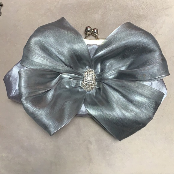 Satin Bow Bling Rhinestone Clutch - Picture 2 of 10